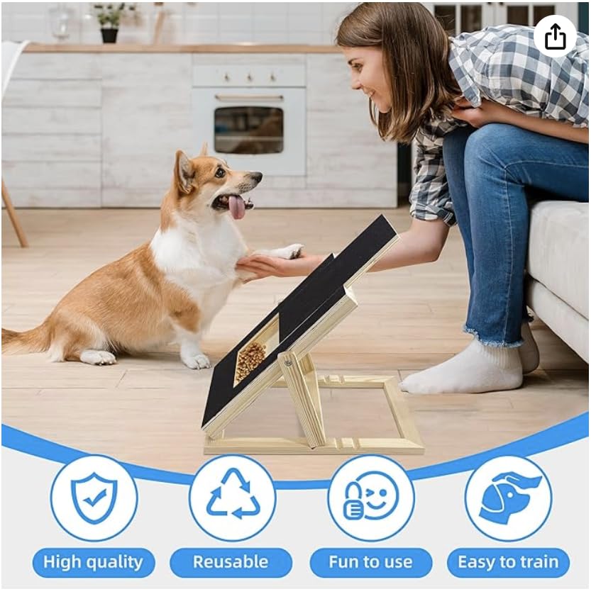 Dog Nail Scratch Board - with Treat Draw- Dog Scratch Pad for Nails – Durable Wooden Nail Filing Board with Treat Drawer (All Breeds, Adjustable)